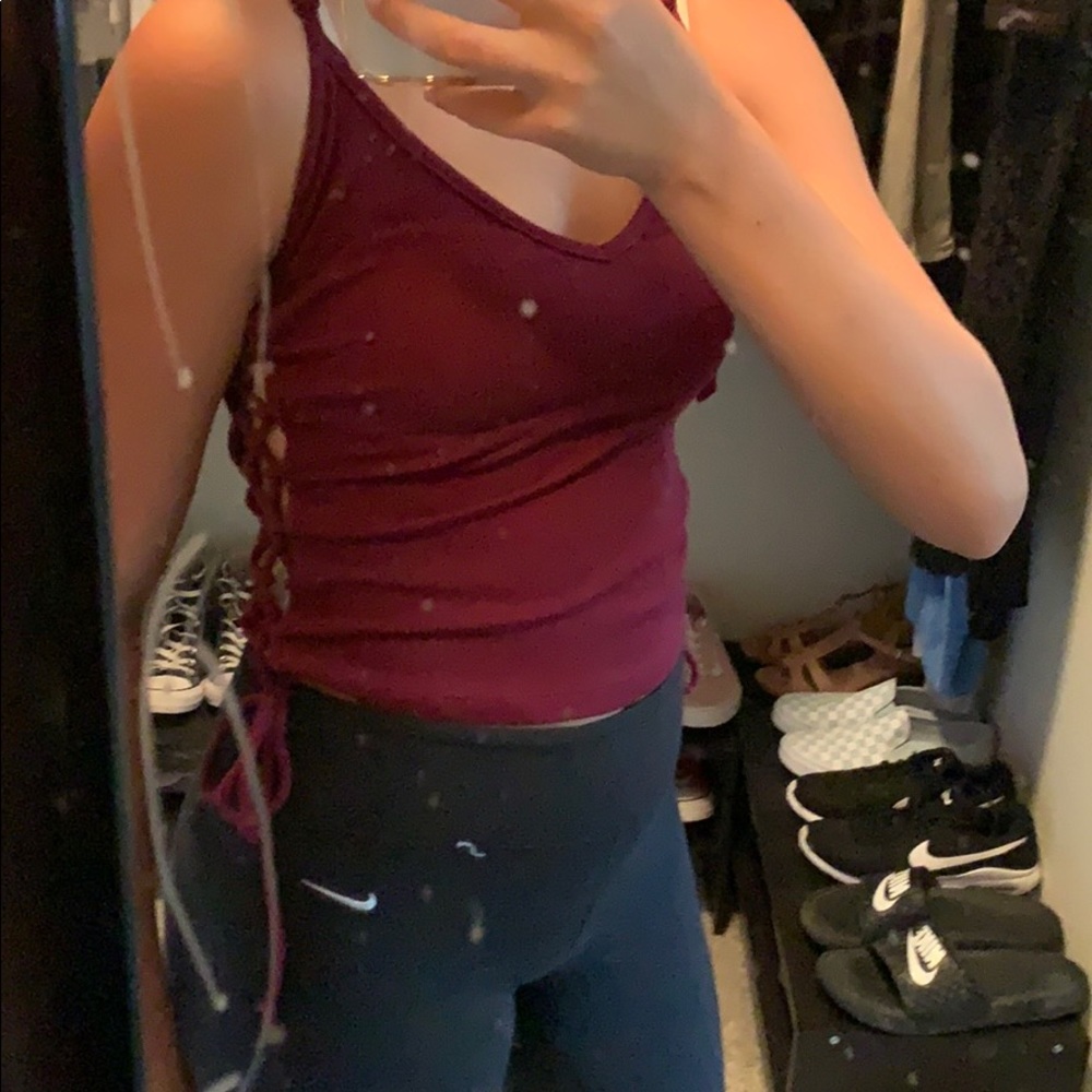 Maroon top